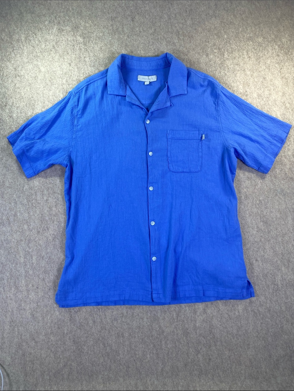 Standard Cloth 100% Cotton Blue Camp Collar Button-Up Shirt Men's Small